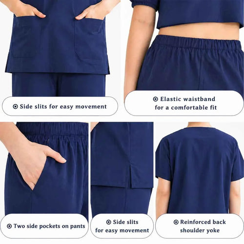 Unisex Medical Scrub Set Top & Pants Cotton